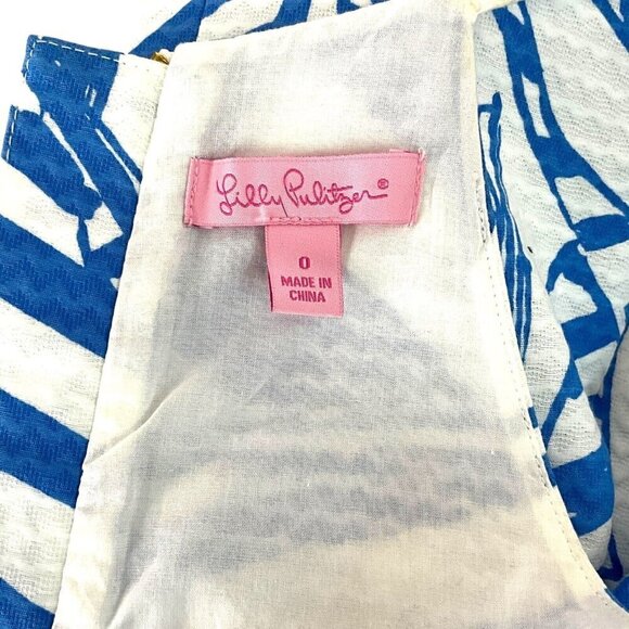Lilly Pulitzer Size 0 Annabelle Bay Blue Yacht Sea Rope Lace Shift Dress - Picture 9 of 11